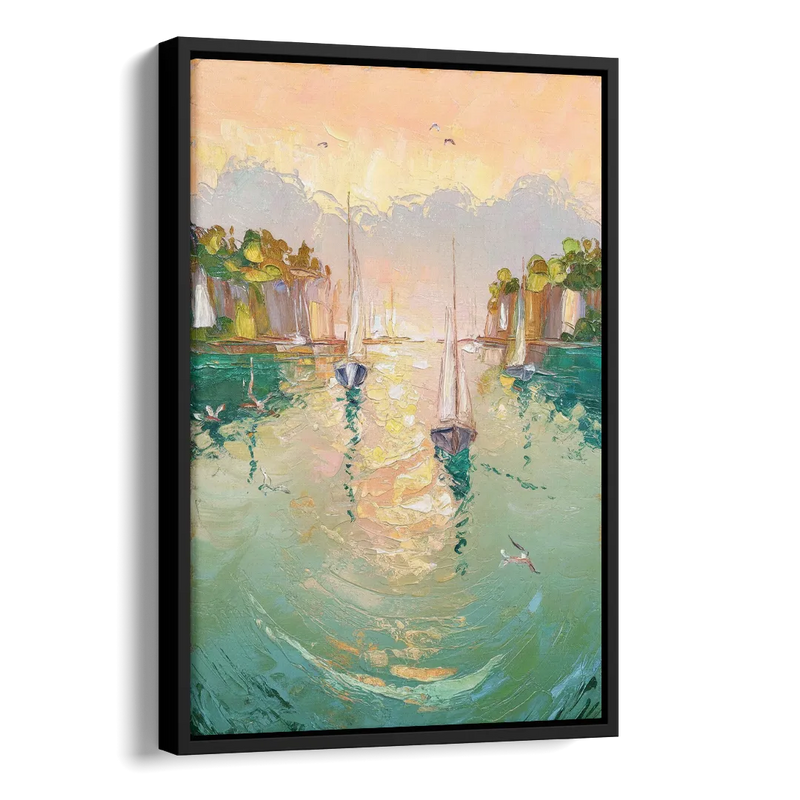 Dunedin Harbor View Side - Black Canvas Wall Art