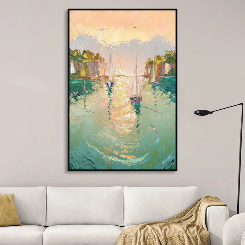 Dunedin Harbor View Sitting Room - Black Canvas Wall Art