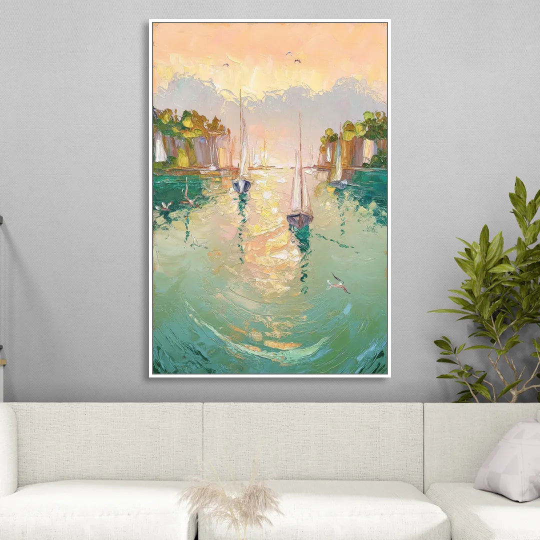 Dunedin Harbor View Living Room - White Canvas Wall Art