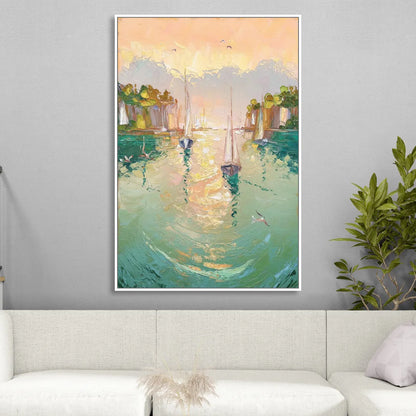 Dunedin Harbor View Living Room - White Canvas Wall Art