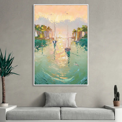 Dunedin Harbor View Sitting Room - White Canvas Wall Art