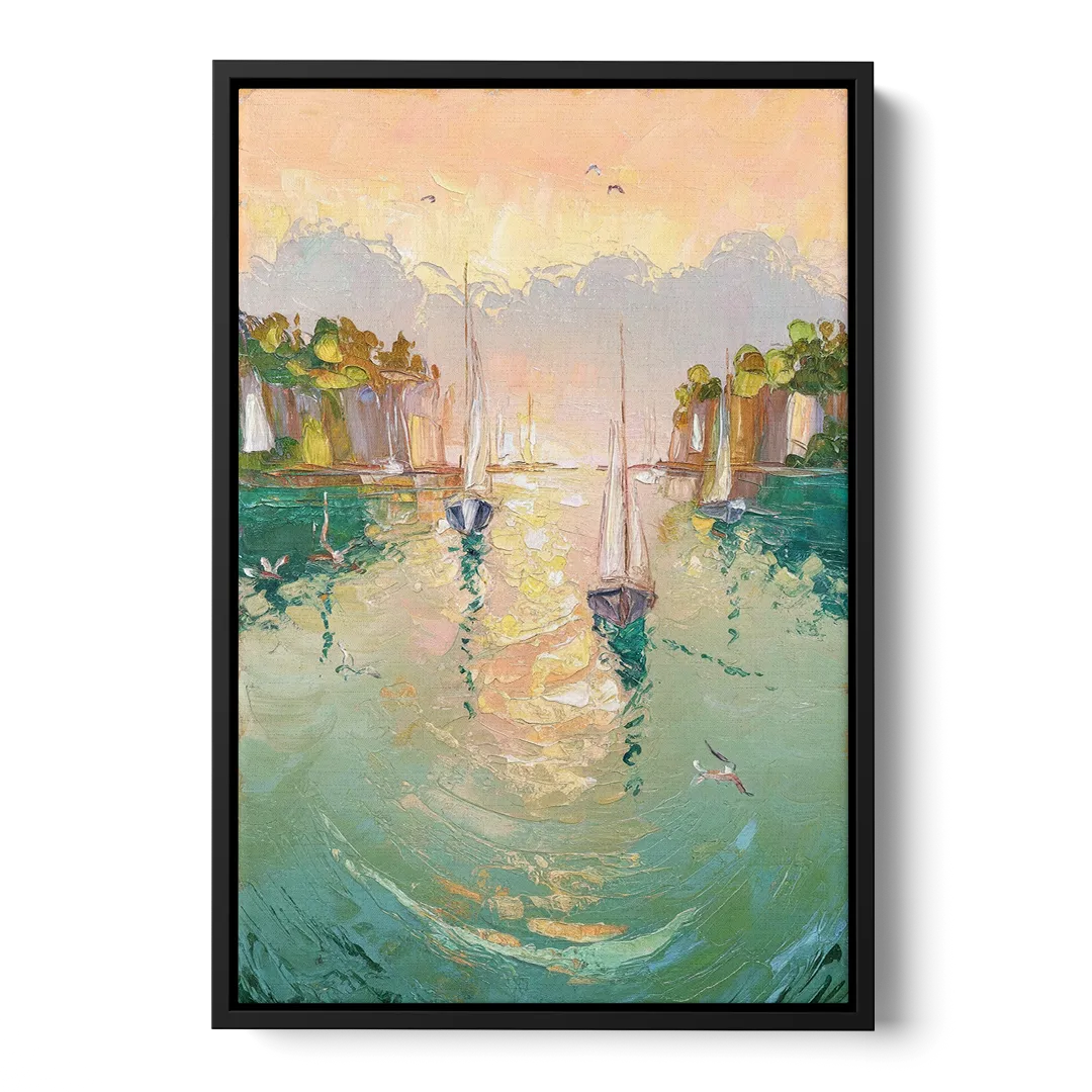 Dunedin Harbor View Front - Black Canvas Wall Art