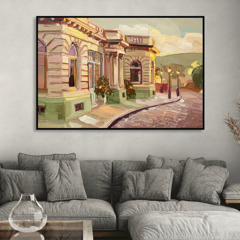Dunedin Historic Architecture Living Room - Black Canvas Wall Art