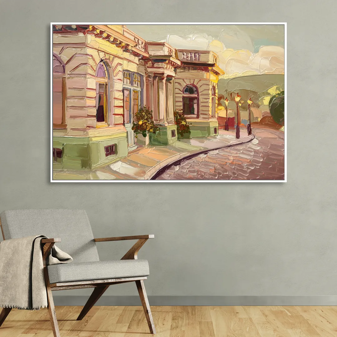 Dunedin Historic Architecture Sitting Room - White Canvas Wall Art