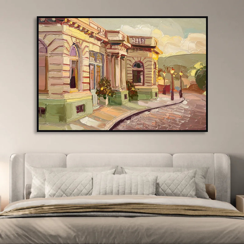 Dunedin Historic Architecture Sitting Room - Black Canvas Wall Art