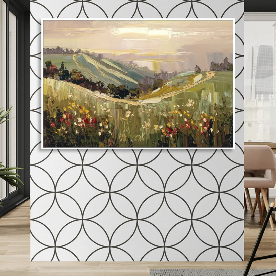 Dunedin Scenic Hills Sitting Room - White Canvas Wall Art