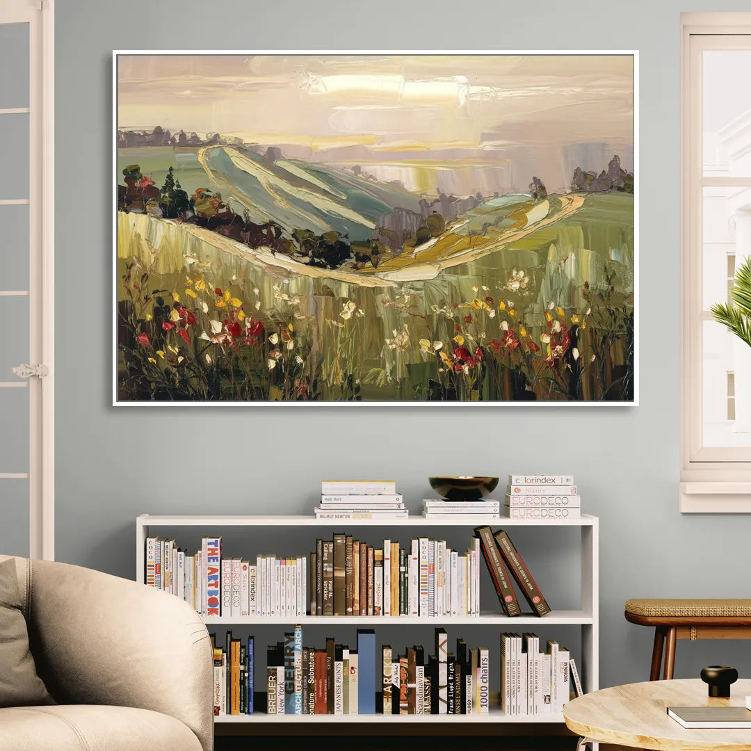 Dunedin Scenic Hills Living Room - White Canvas Wall Art