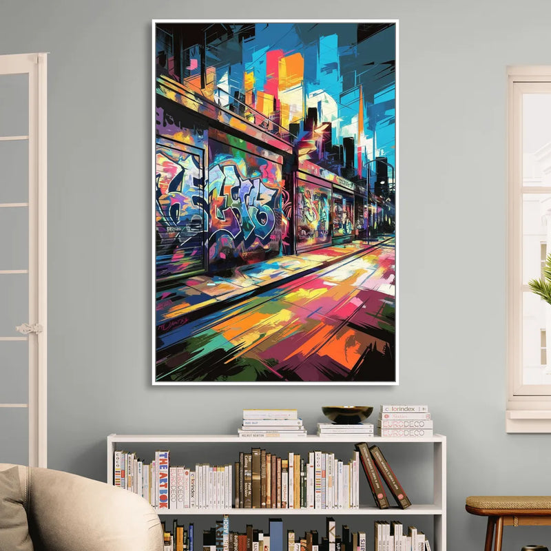 Dunedin Street Art Vibes Sitting Room - White Canvas Wall Art