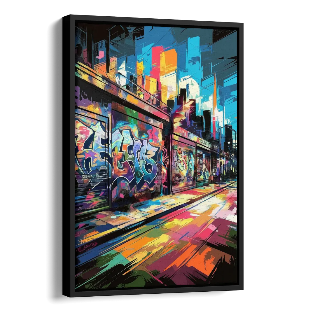 Dunedin Street Art Vibes Side - Black Canvas Wall Art