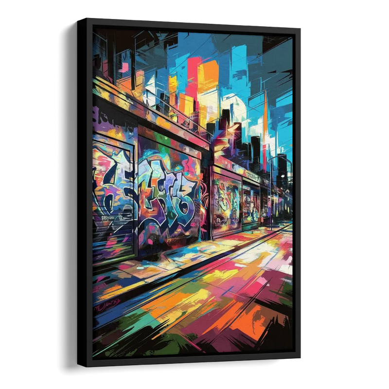Dunedin Street Art Vibes Side - Black Canvas Wall Art