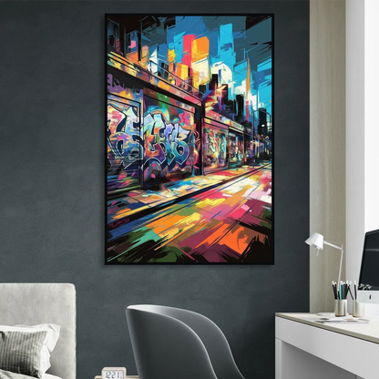 Dunedin Street Art Vibes Living Room - Black Canvas Wall Art