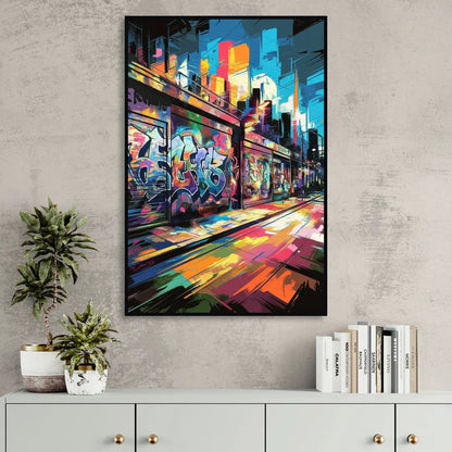 Dunedin Street Art Vibes Sitting Room - Black Canvas Wall Art