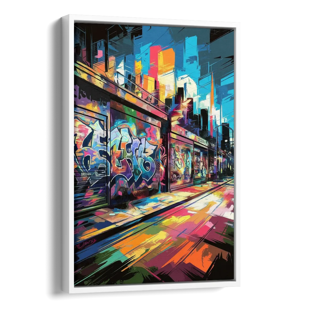 Dunedin Street Art Vibes Side - White Canvas Wall Art