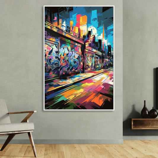 Dunedin Street Art Vibes Living Room - White Canvas Wall Art