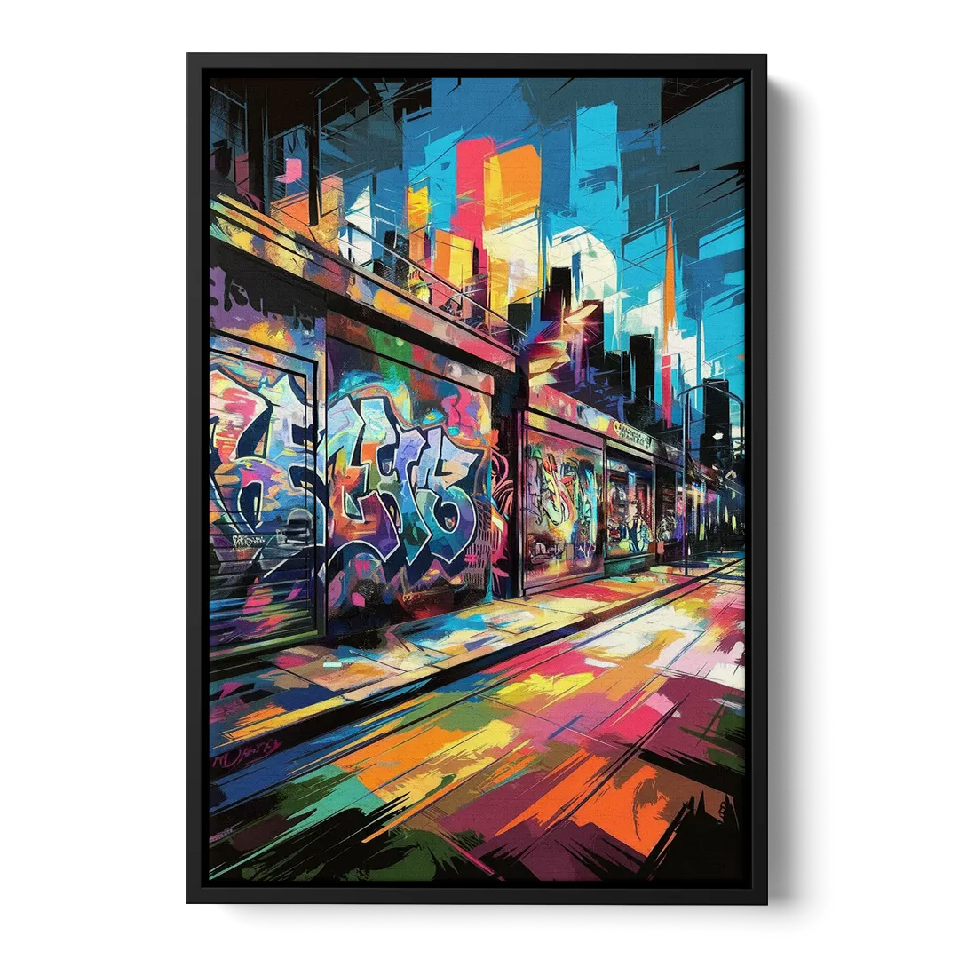 Dunedin Street Art Vibes Front - Black Canvas Wall Art