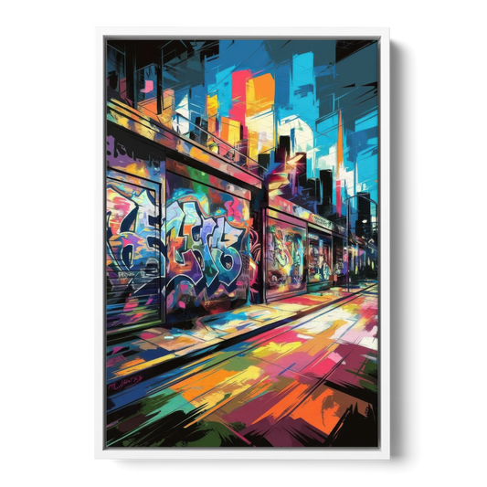 Dunedin Street Art Vibes - White Framed Canvas Wall Art - Front