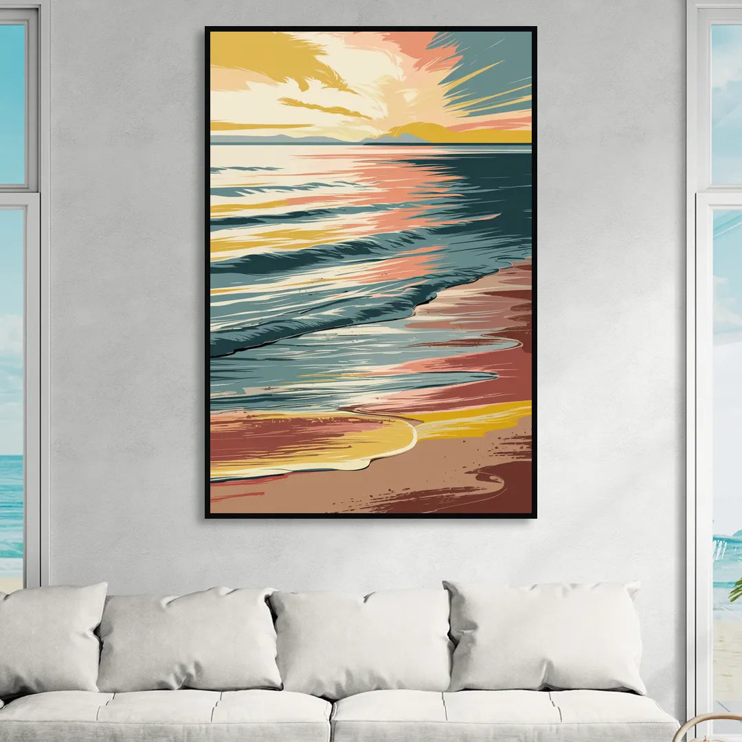 Dunedin Sunset Over Water Sitting Room - Black Canvas Wall Art