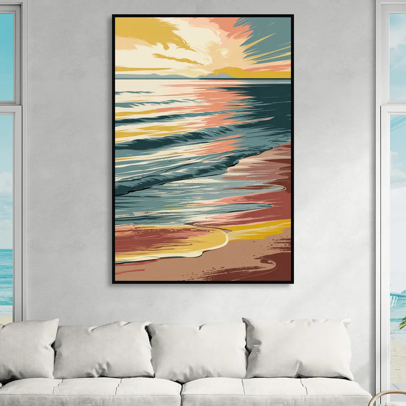 Dunedin Sunset Over Water Sitting Room - Black Canvas Wall Art