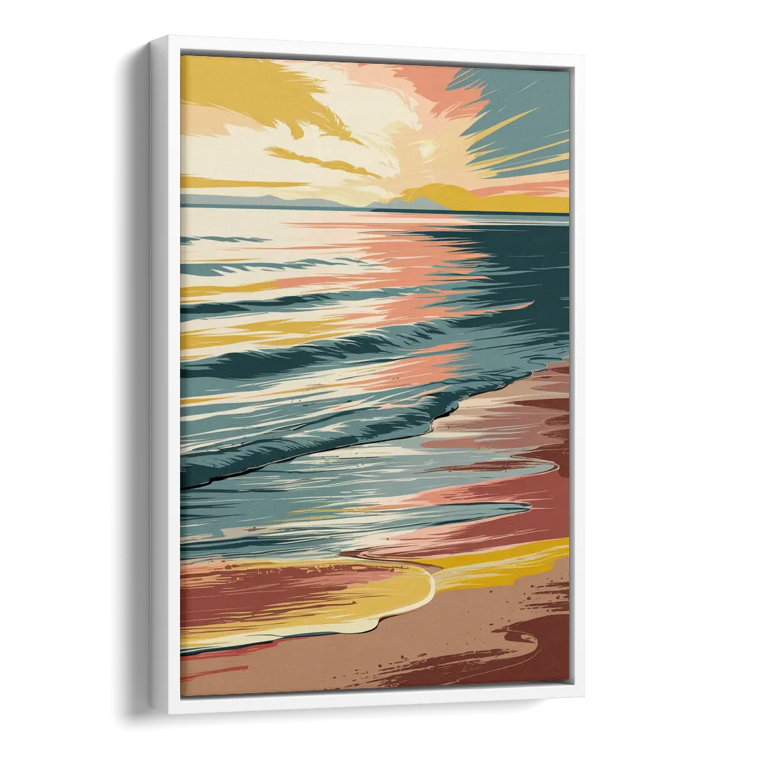 Dunedin Sunset Over Water Side - White Canvas Wall Art