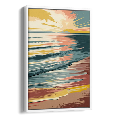 Dunedin Sunset Over Water Side - White Canvas Wall Art