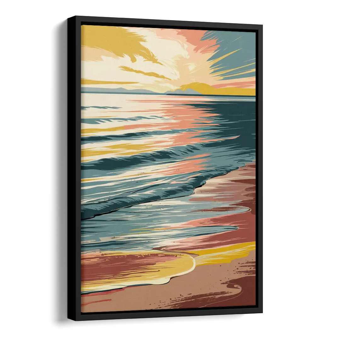 Dunedin Sunset Over Water Side - Black Canvas Wall Art