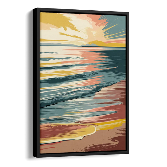 Dunedin Sunset Over Water Side - Black Canvas Wall Art