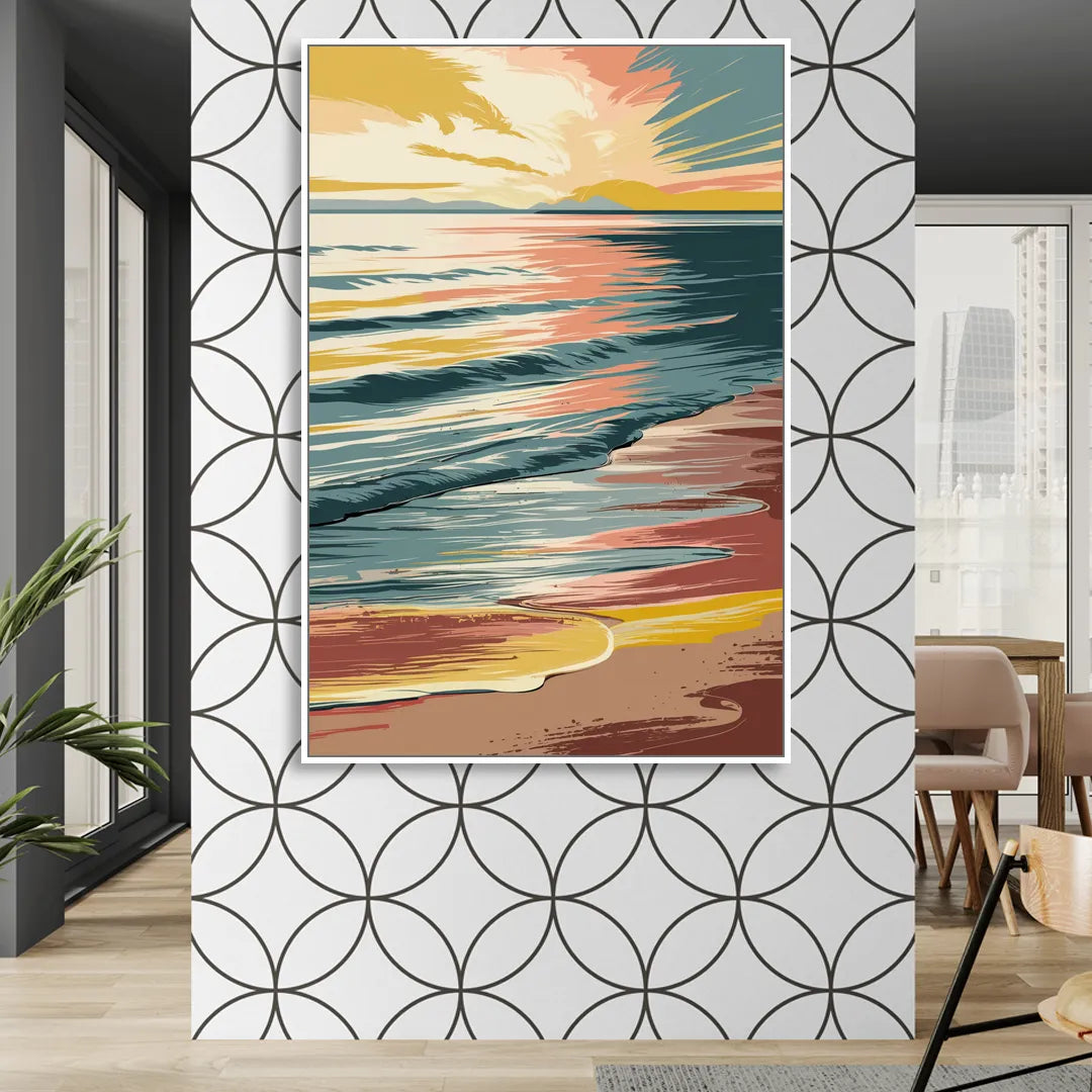 Dunedin Sunset Over Water Sitting Room - White Canvas Wall Art