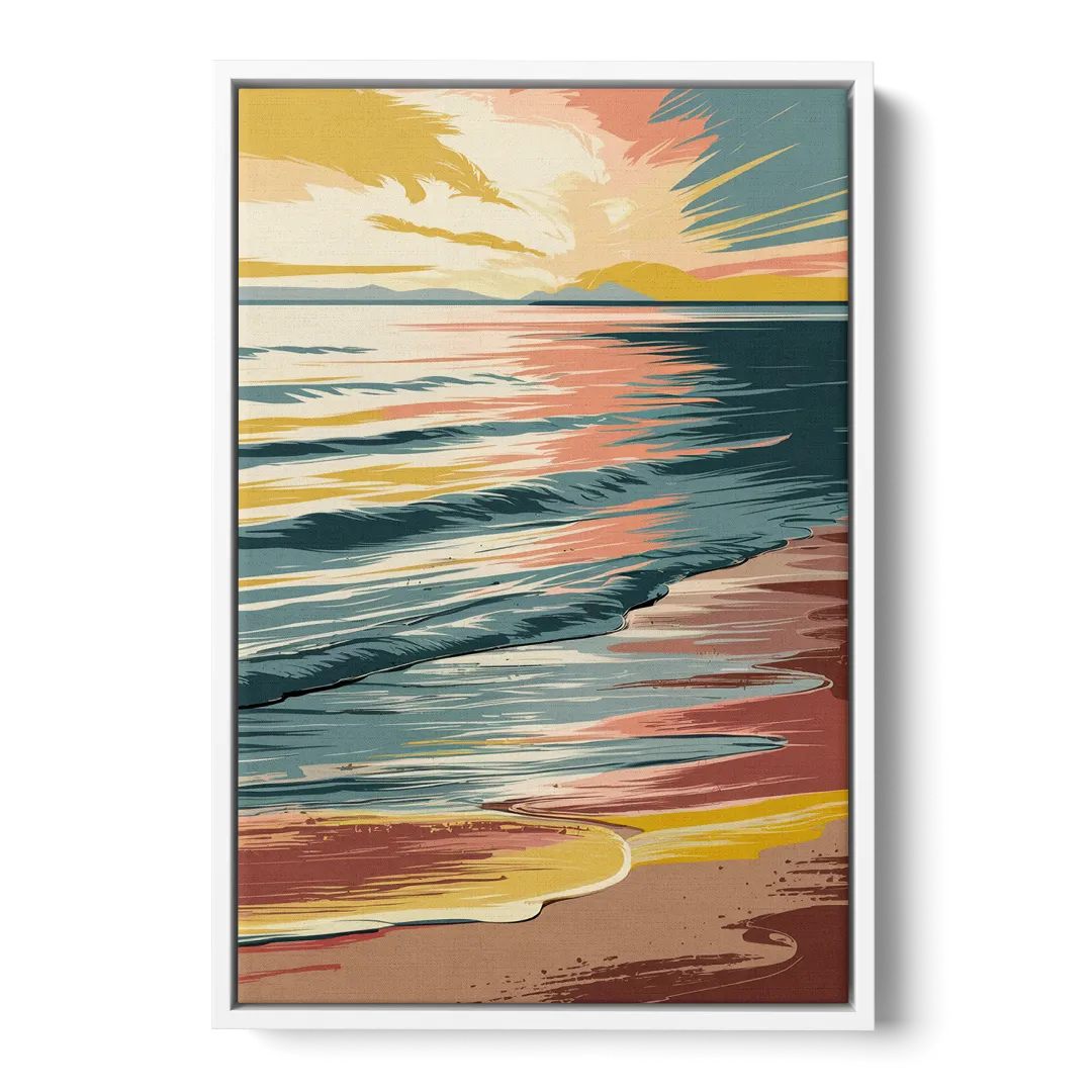 Dunedin Sunset Over Water Front - White Canvas Wall Art