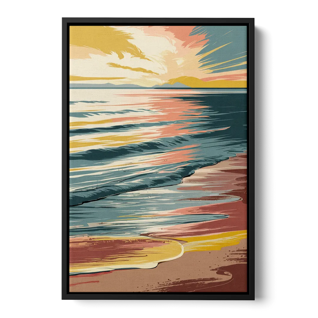 Dunedin Sunset Over Water Front - Black Canvas Wall Art