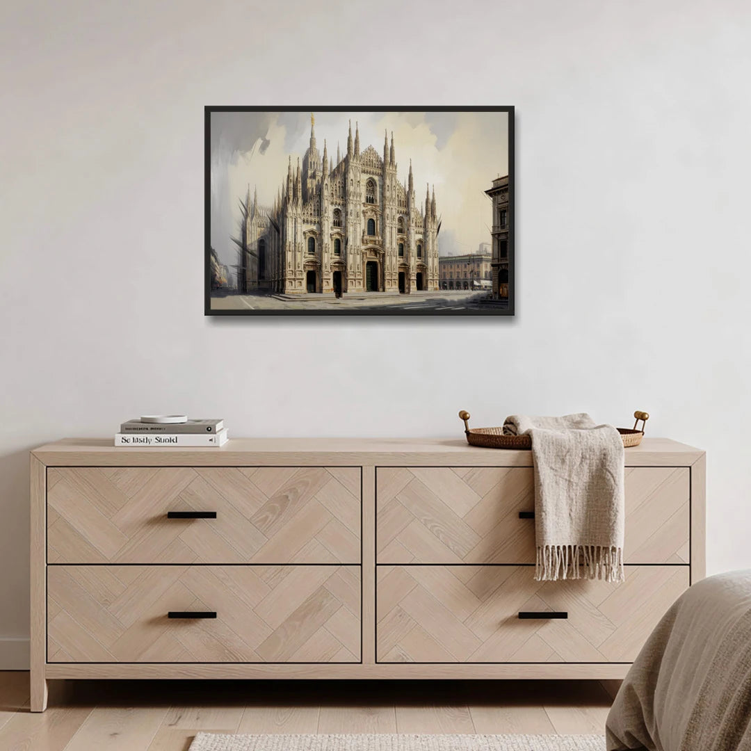 Duomo Majesty - Black Framed Canvas Wall Art - Coffee Table - 36x24