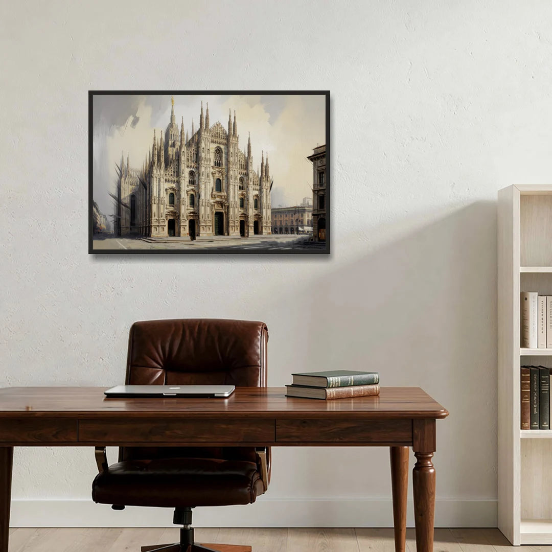 Duomo Majesty - Black Framed Canvas Wall Art - Office - 36x24