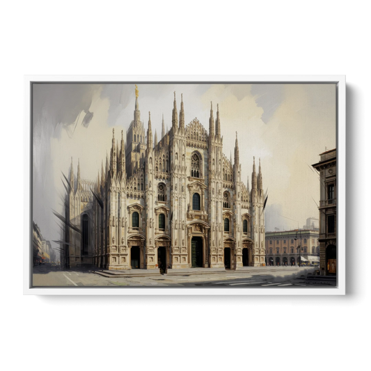 Duomo Majesty - White Framed Canvas Wall Art - Front