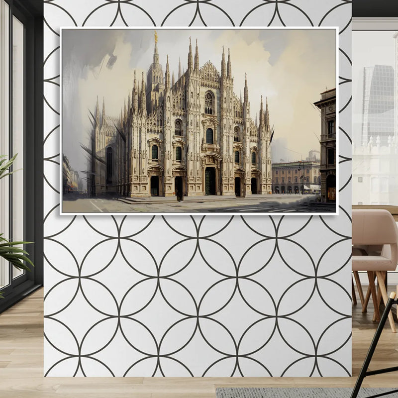 Duomo Majesty Living Room - White Canvas Wall Art