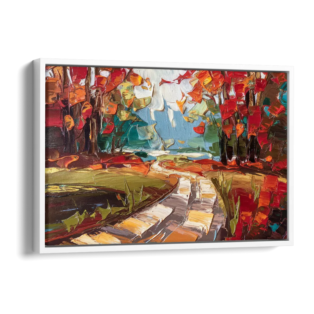 Durham Autumn Colors Side - White Canvas Wall Art