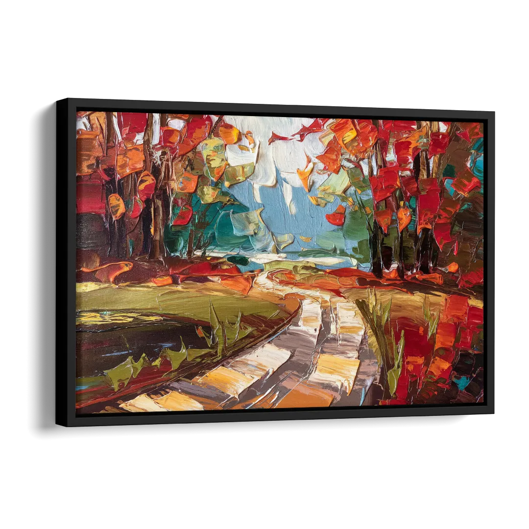 Durham Autumn Colors Side - Black Canvas Wall Art