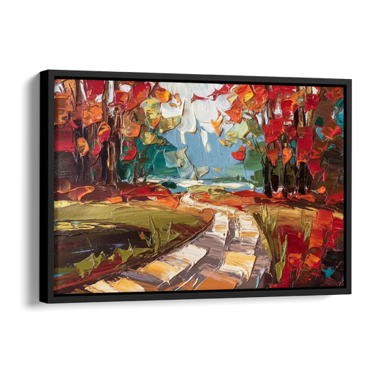 Durham Autumn Colors Side - Black Canvas Wall Art