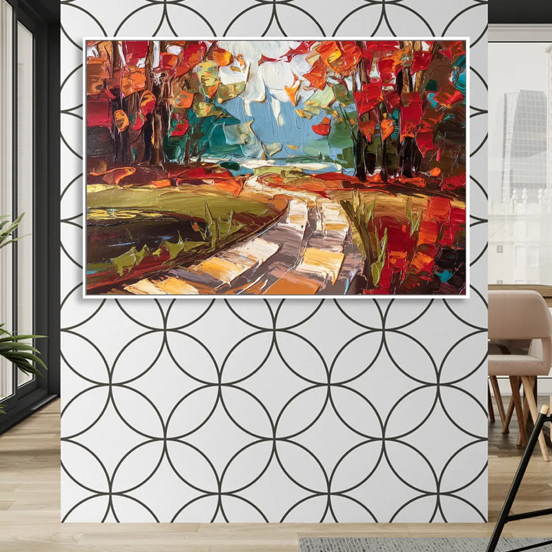 Durham Autumn Colors Living Room - White Canvas Wall Art