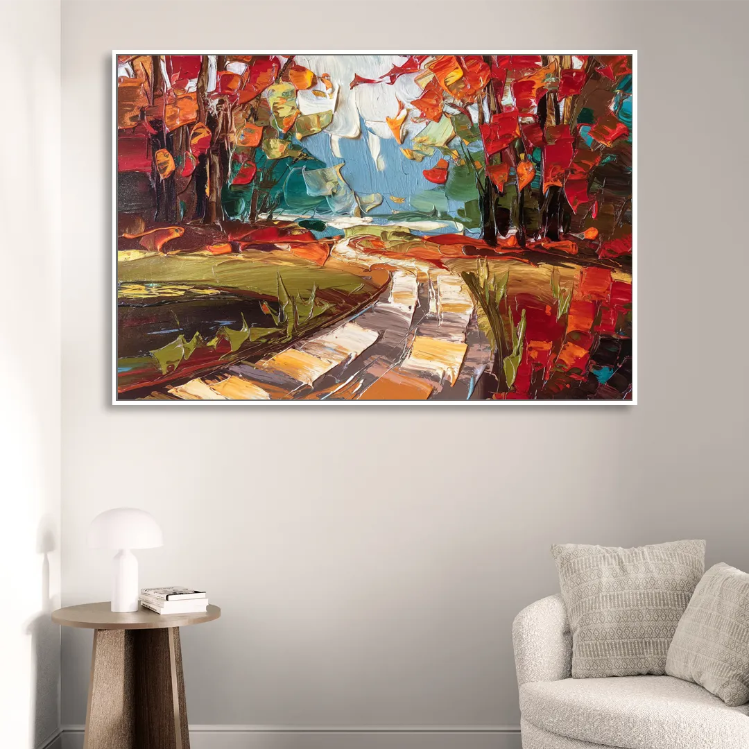 Durham Autumn Colors Sitting Room - White Canvas Wall Art