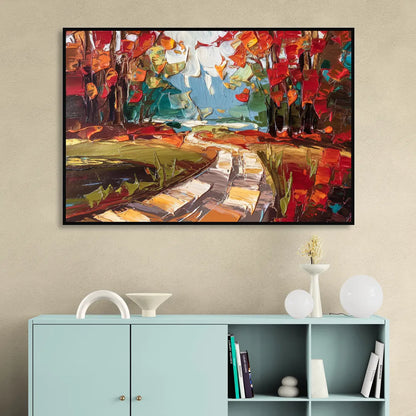Durham Autumn Colors Living Room - Black Canvas Wall Art