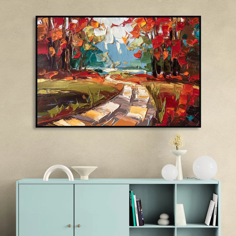 Durham Autumn Colors Living Room - Black Canvas Wall Art