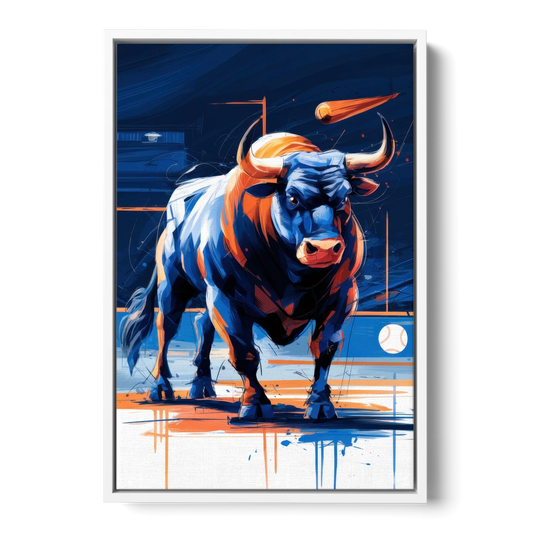 Durham Bulls Baseball Tribute - White Framed Canvas Wall Art - Front