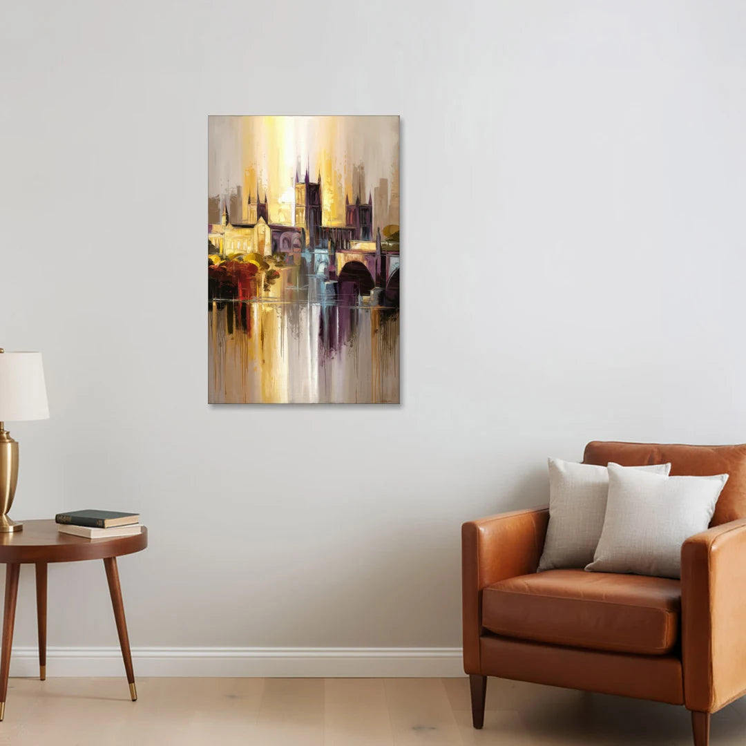 Durham Cityscape Reflection - Canvas Wall Art - Sofa - 24x36