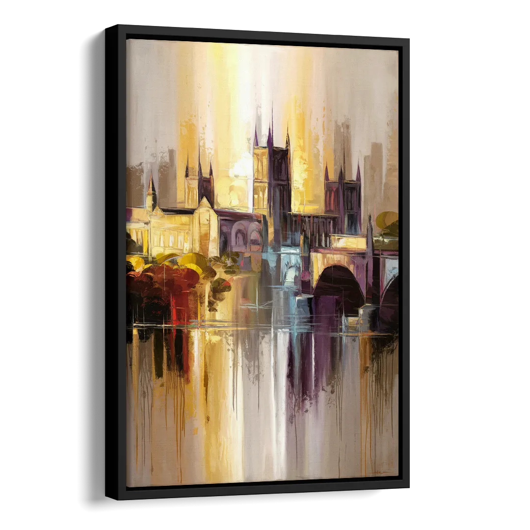 Durham Cityscape Reflection Side - Black Canvas Wall Art