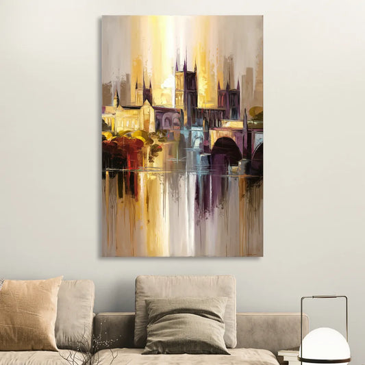 Durham Cityscape Reflection Living Room - Canvas Wall Art
