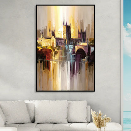 Durham Cityscape Reflection Sitting Room - Black Canvas Wall Art