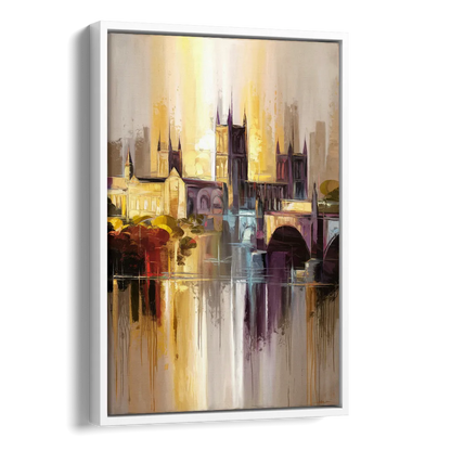 Durham Cityscape Reflection Side - White Canvas Wall Art