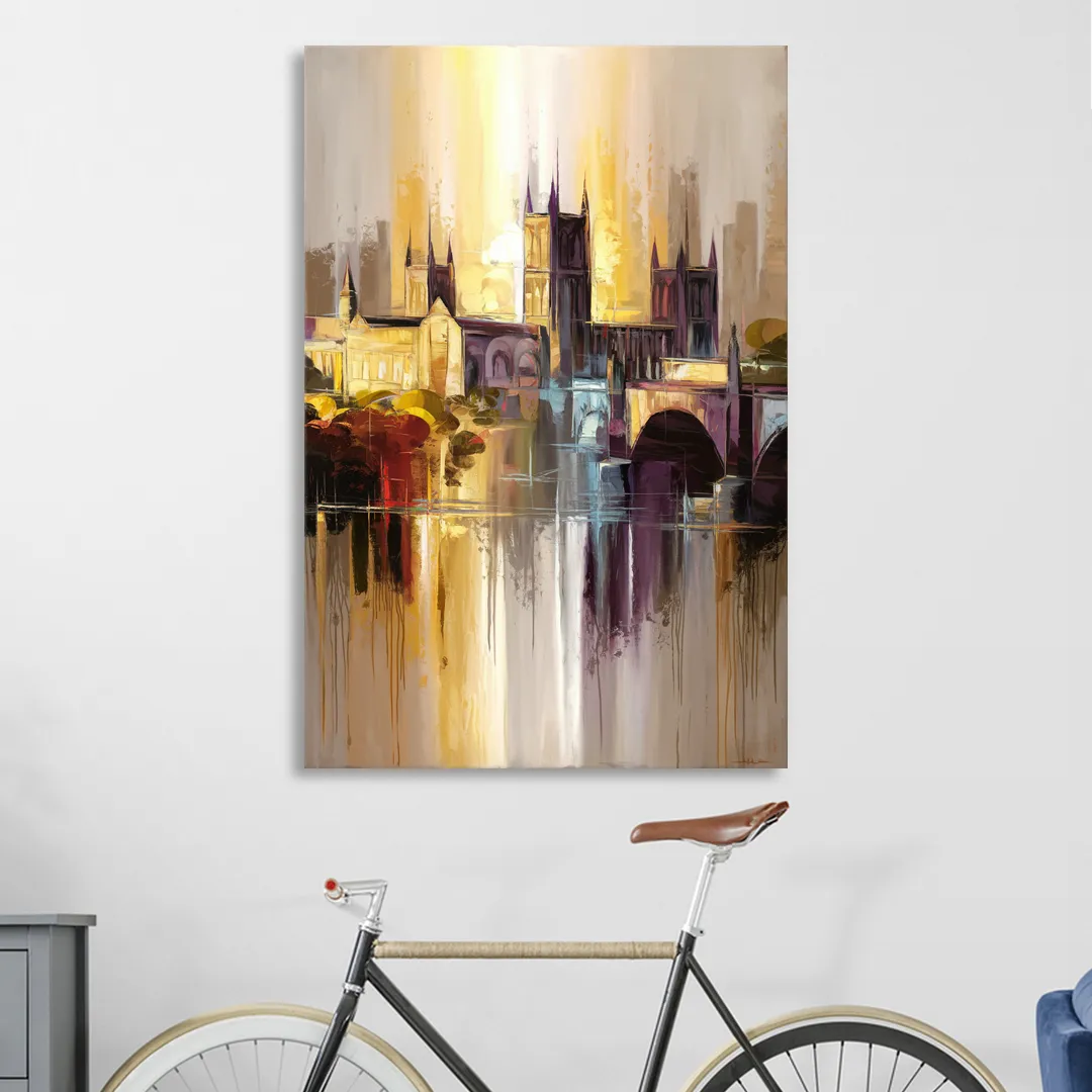 Durham Cityscape Reflection Sitting Room - Canvas Wall Art