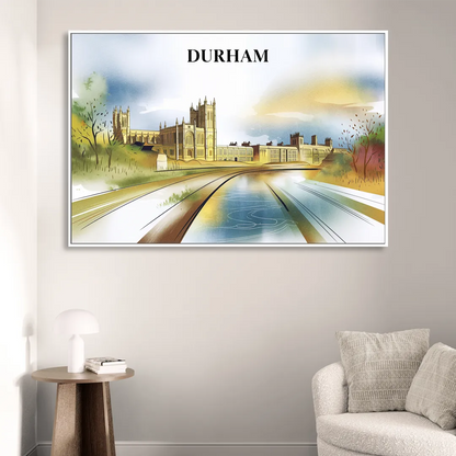 Durham Cultural Landmarks Living Room - White Canvas Wall Art