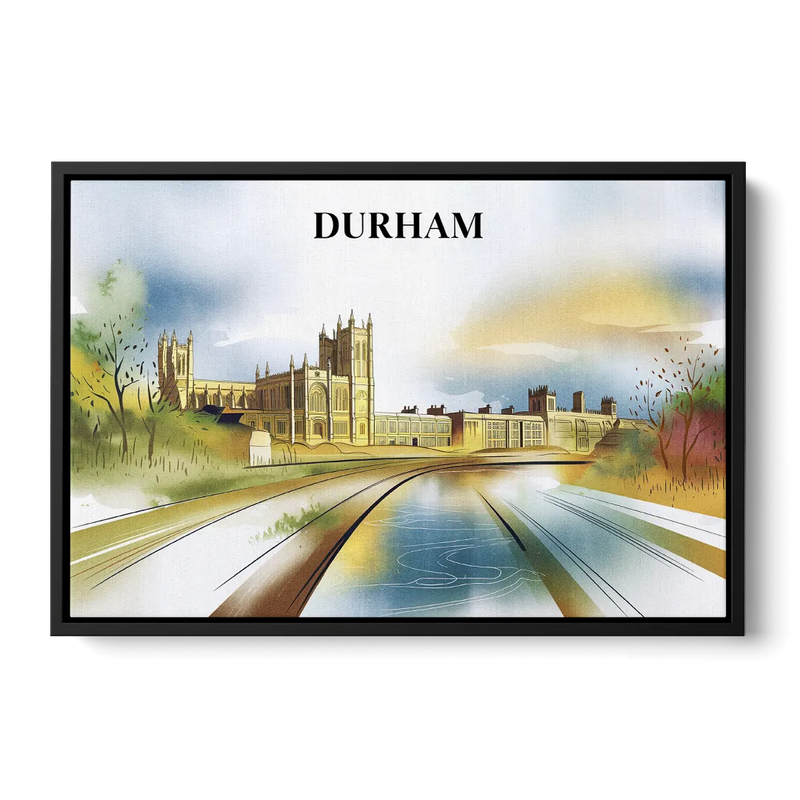 Durham Cultural Landmarks Front - Black Canvas Wall Art