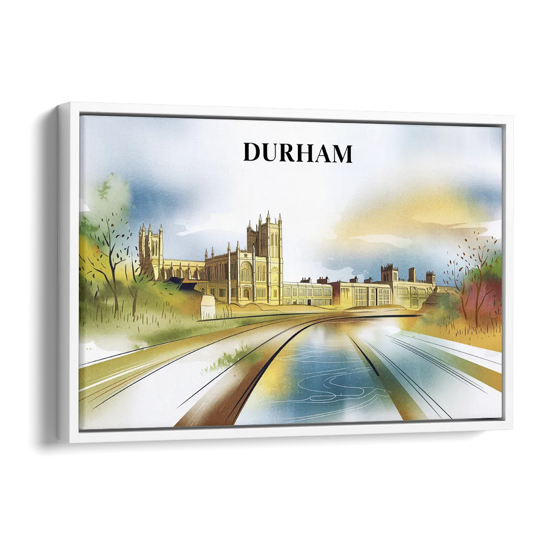 Durham Cultural Landmarks Side - White Canvas Wall Art